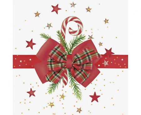 #ZSE Serwetki papierowe Checked Bow with Candy Cane, 33x33 cm, 20 szt.