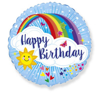 #BFK Balon foliowy 18" FX - Happy Birthday, z tęczą, niepakowany