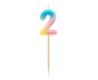 #SC14 Świeczka piker cyferka 2, ombre, pastelowa KK
