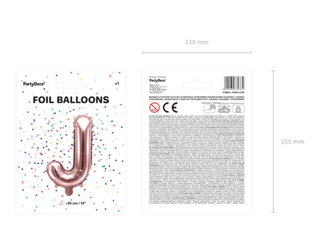 Balon foliowy Litera ''G'', 35cm, ciemny różowy