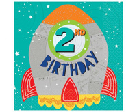 #ZSE Serwetki pap. Blast Off 2nd Birthday, rozm. 33 x 33 cm, 16 szt.