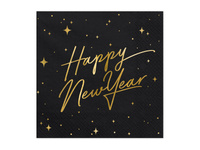 Serwetki Happy New Year, czarny, 33x33cm (1 op. / 20 szt.)