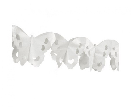 #DEGI Girlanda papierowa Elegant butterfly, biala, 3 m