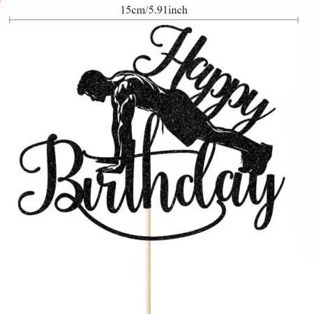 Papierowy topper na tort Happy Birthday SIŁOWNIA KULTURYSTA WZ.II