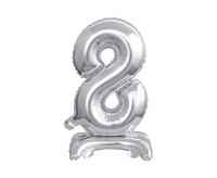 #BFC8 Balon foliowy B&C Cyfra stojąca 8, srebrna, 38 cm KK