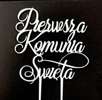 Topper "Pierwsza Komunia Święta" BIAŁY ELEGANCKI