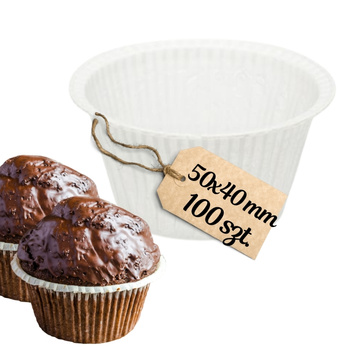 Papilotki na muffinki 50x40 mm BIAŁE 100 szt.