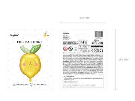 Balon foliowy Cytrynka, 50x75 cm, mix