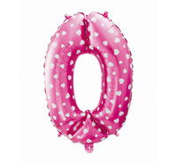 #BFC48 Balon foliowy "Cyfra 0", różowa w serca, 61 cm KK