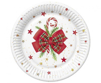 #ZTA Talerzyki papierowe Checked Bow with Candy Cane, 18 cm, 8 szt.
