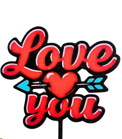 Zestaw 2 szt. mini topperków na muffinki bento cake 55x40 mm SERCE LOVE YOU WALENTYNKI WZ.I