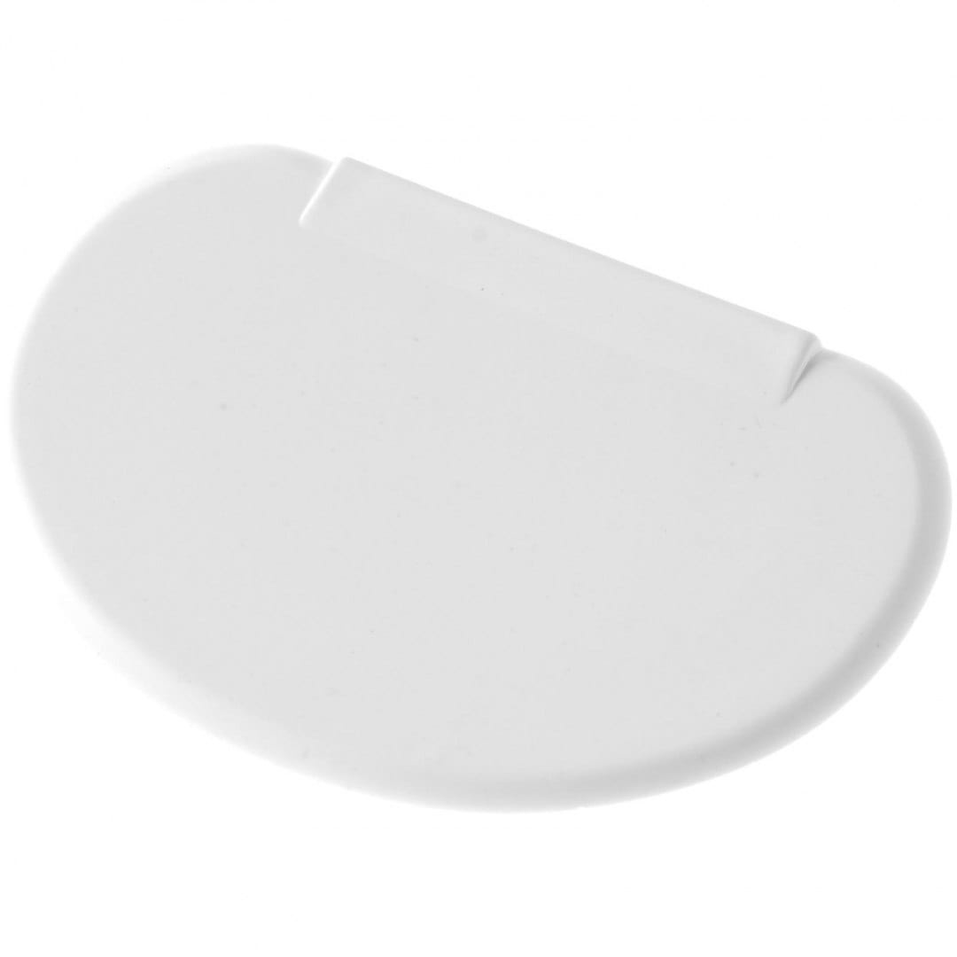 Półokrągła biała skrobka cukierniczo-piekarnicza 159x103 mm widok z boku na profil narzędzia