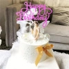 Papierowy topper na tort HAPPY BIRTHDAY RÓŻOWY WZ.II