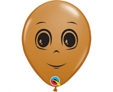 #BL Balon QL 6" z nadr. twarz męska, pastel j. brąowy / 100 szt. KK
