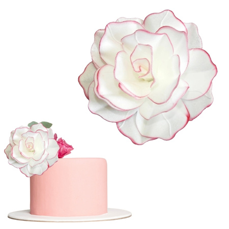 Dekoracja waflowa RÓŻA Pastella BIAŁO RÓŻOWA Rose Decor