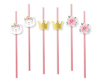 #ZSŁ_GD Rurki (słomki) pap.różowe Kotek, 6x197mm/6szt. KK