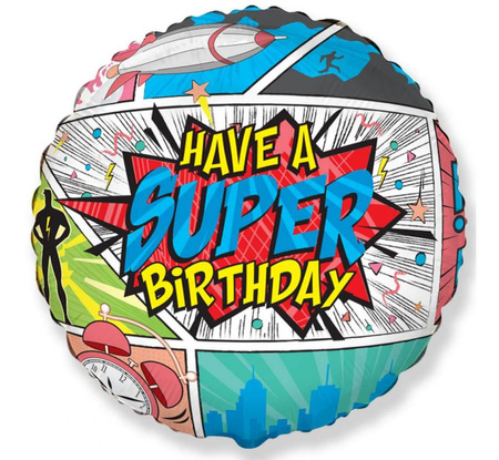 #BFK Balon foliowy 18" FX - SuperBirthday- COMIC, niepakowany