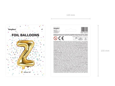 Balon foliowy Litera ''Z'', 35cm, złoty