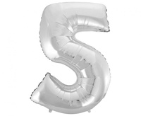#BFC51 Balon foliowy B&C Cyfra 5, srebrna, 92 cm AA
