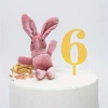 Topper na tort ZŁOTY cyfra 6 SZEŚĆ SZÓSTKA 11x4 cm