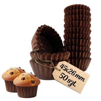 Brązowe papilotki do mini muffinek 45x26 mm 50 szt.