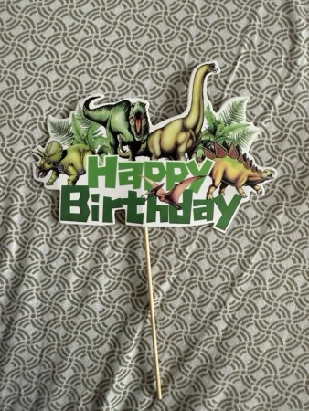 Papierowy topper na tort HAPPY BIRTHDAY DINOZAURY