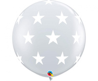 #BL Balon QL 36" z nadr. Gwiazdki, przezroczysty, 2 szt. KK