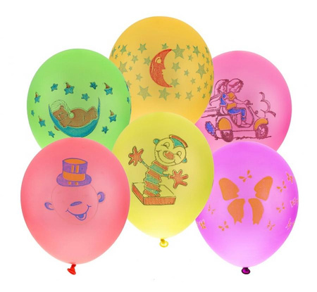 #BL Balon GD90 pastel 10" z nadrukami różnymi / 100 szt.
