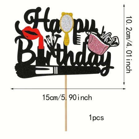 Papierowy topper na tort Happy Birthday KOSMETYKI TOPPER DLA KOBIETY