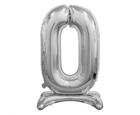 #BFC5 Balon foliowy B&C Cyfra stojąca 0, srebrna, 74 cm