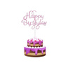 Papierowy topper na tort HAPPY BIRTHDAY RÓŻOWY BROKATOWY WZ.I