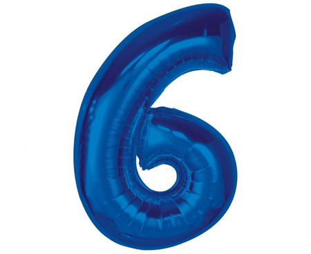 #BFC35 Balon foliowy, cyfra 6, niebieska, 92 cm AA