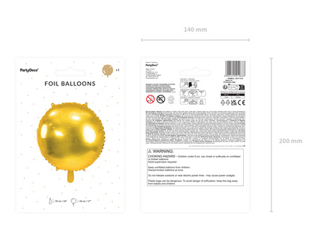 Balon foliowy Zegar, 45 cm, złoty