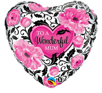 #BFK Balon foliowy 18" QL HRT "Wonderful Mum Floral Damask" KK