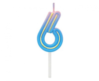 #SC22 Świeczka cyferka B&C Neon 6, 44x27x12mm, 1 szt.