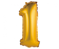 #BFC11 Balon foliowy "Cyfra 1", złota, matowa, 35 cm KK