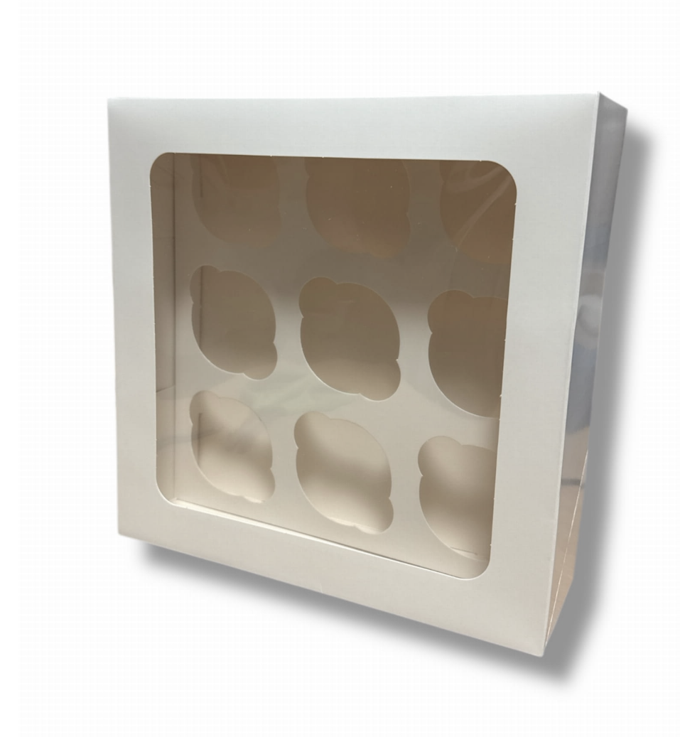 Pudełko na 9 muffinek białe 26x26x8 cm - widok z zewnątrz