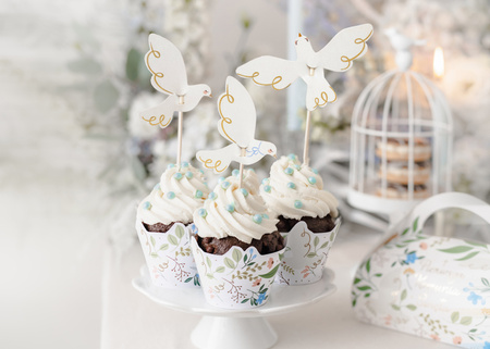 Dekoracje do muffinek Serca, 11 cm (1 op. / 6 szt.)