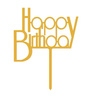 Topper na tort urodzinowy złoty HAPPY BIRTHDAY  11,5x9,5 cm WZ. I