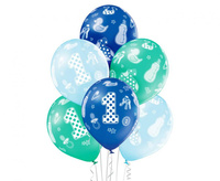 #BL Balony D11 1st Birthday Boy 1C5S, 6 szt.