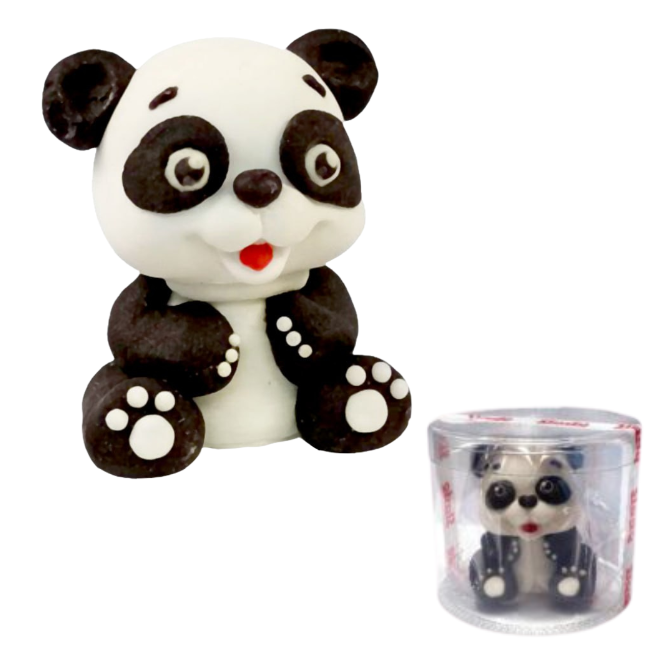 Zbliżenie na cukrową pandę - detale dekoracji cukierniczej