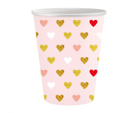 #ZKU_GD Kubeczki papierowe Kolekcja XOXO (różowe), certyfikat FSC, 250 ml/ 6 szt.