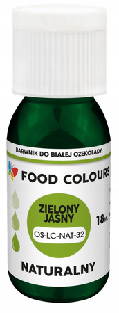 Naturalny barwnik w płynie do mas tłustych i czekolady ZIELONY JASNY 18ml Food Colours