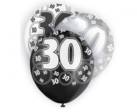 #BL Balon UQ 12" Glitz z nadr. 30, czarny miks, 6 szt.