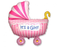 #BFK Balon foliowy 24" FX - "Wózek dla dziewczynki" (różowy), pakowany