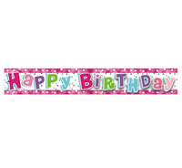 #DEBA Banner "Happy Birthday", różowy, 1,8 m