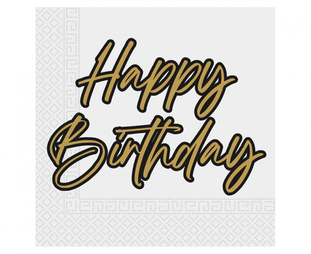 #ZSE Serwetki papierowe Elegant Happy Birthday, Decorata, FSC, 33 x 33 cm, 20 szt.