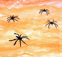 Pajęczyna pomarańczowa 20 g + 4 pająki — dekoracja na Halloween