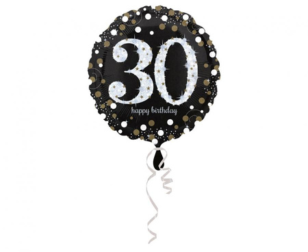 #BFK Balon foliowy 18" Sparkling Birthday 30 okrągły, 43 cm, zapakowany