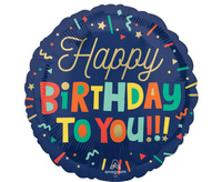 #BFK Balon foliowy 18" SHP -  Bright Birthday blocks